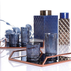 Paşabahçe Elysia - Donkerblauwe Whiskyglazen -Ę 355 ml - Set van 4