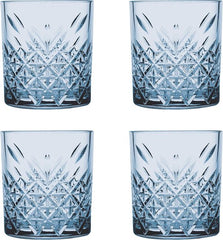 Paşabahçe Timeless Tumbler - Blauwe Drinkglazen - 355 ml - Set van 4
