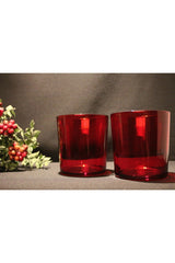 Paşabahçe Bistro - Rode Glazen / Kaars Houder - Set van 6 - 380 ML