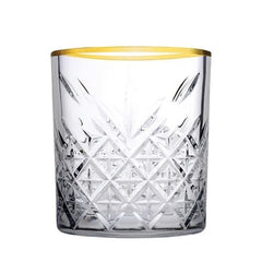 Paşabahçe Timeless Tumbler- Glazen Met Gouden Rand - 420 ml - Set van 4