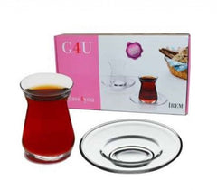 Paşabahçe G4U - Turkse Theeglazen Met Schoteltjes - 12 Delig - 132 ml