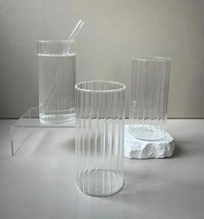 Ekselans - Glazen Stripe Longdrink - Set van 2 - 400 ml