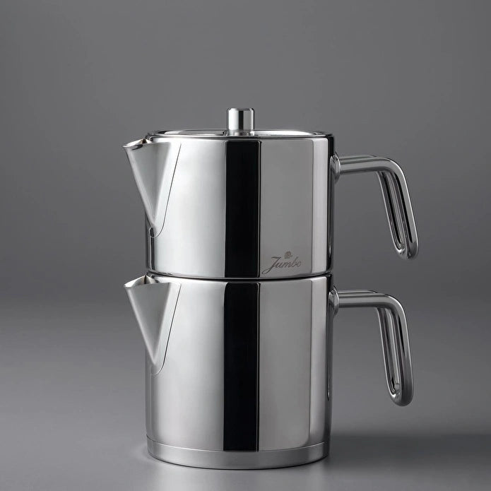 Jumbo Metalix Midi Theepot RVS - 2-delig - Inductie - 0,9L + 1,2L - Dubbele Theeketel Set