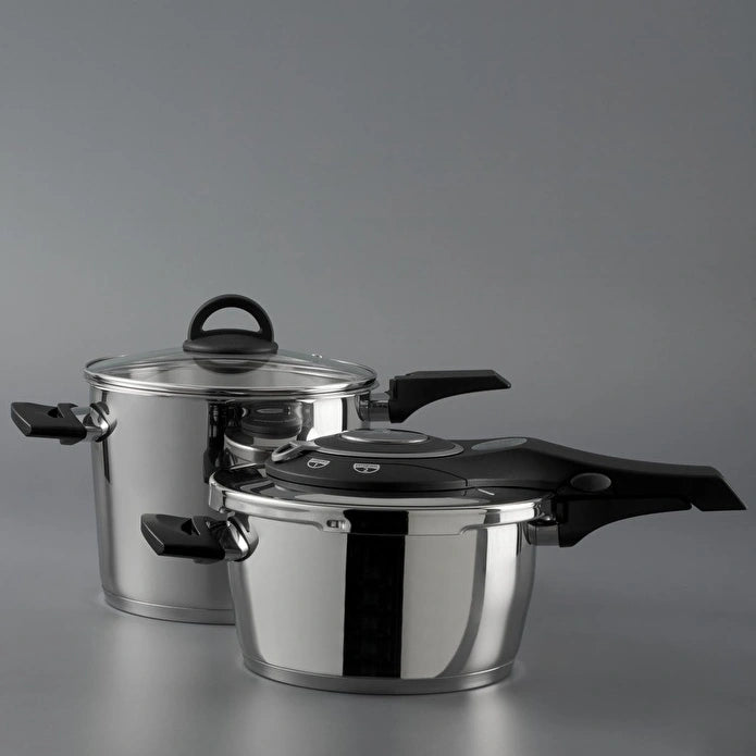 Jumbo Procook - Snelkookpannenset 4-delig – 4L & 6L – 18/10 RVS – Inclusief Glazen Deksel – Geschikt voor Inductie
