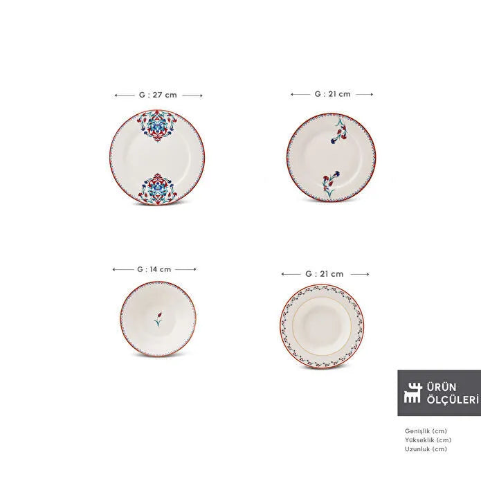 Karaca Forever Bone Nakkas - Serviesset 24 Delig – 6 Personen – Porselein – Oosters Design – Luxe Dinerset