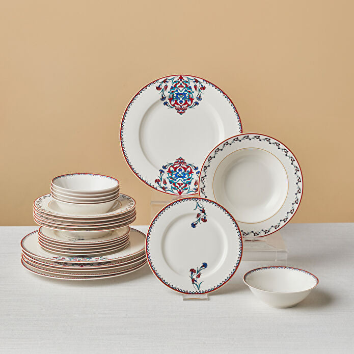 Karaca Forever Bone Nakkas - Serviesset 24 Delig – 6 Personen – Porselein – Oosters Design – Luxe Dinerset