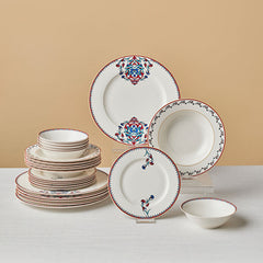 Karaca Forever Bone Nakkas - Serviesset 24 Delig – 6 Personen – Porselein – Oosters Design – Luxe Dinerset