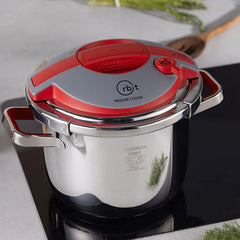 Karaca Orbit - Snelkookpannenset – 6 + 8 Liter – Rood – RVS 18/10 – Pannenset - Veilig & Energiezuinig