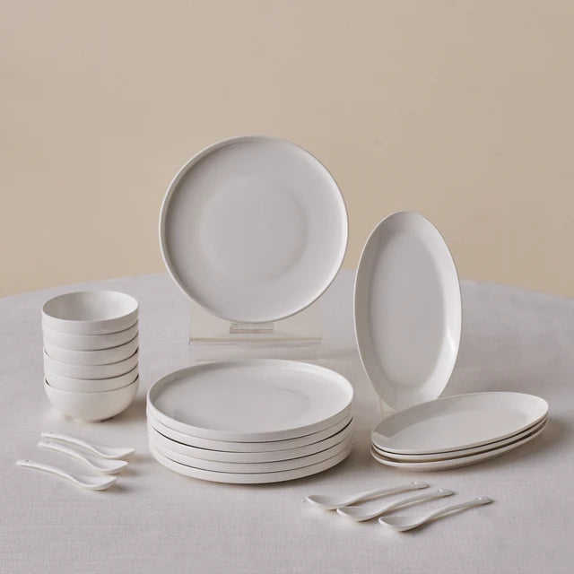 Karaca Forever Fika - New Bone Ontbijtset 22-delig - 6 Personen - Borden. Jampotten. Lepels en Schalen