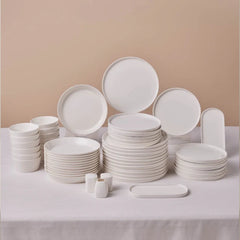 Karaca Stream Bomo - 53-Delig Serviesset – 12 Personen – New Bone – Luxe Wit Servies