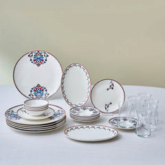 Karaca Nakkas - New Bone Frühstücksset/Servierset 26-teilig - 6 Personen - Multicolor - Teetassen. Schalen und Teller