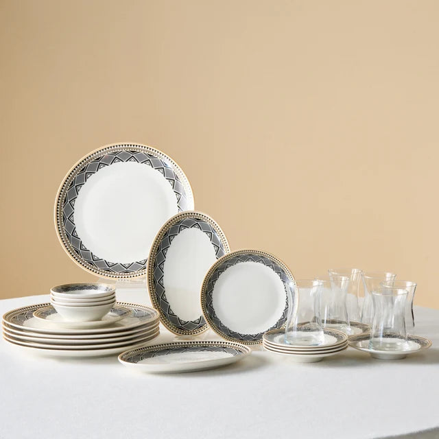 Karaca Globe Bone - Frühstücksset – 26-teilig – 6 Personen – Mehrfarbig