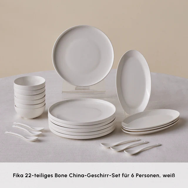 Karaca Forever Fika - New Bone Ontbijtset 22-delig - 6 Personen - Borden. Jampotten. Lepels en Schalen