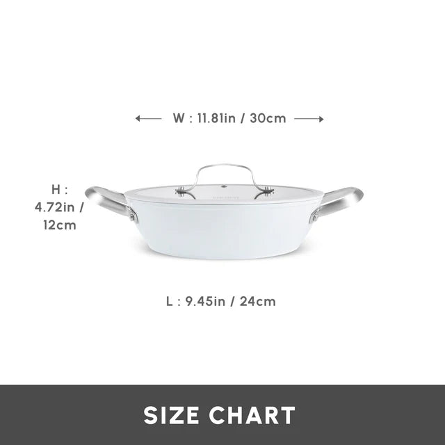 Karaca Swiss Crystal - Lage Kookpan met Deksel – 30 cm – Inductie Geschikt – Antiaanbak – RVS Handgreep