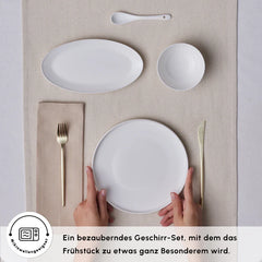 Karaca Forever Fika - New Bone Ontbijtset 22-delig - 6 Personen - Borden. Jampotten. Lepels en Schalen