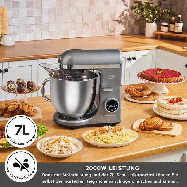 Karaca Mastermaid Chef Ultra - Keukenmachine – 2000W – 7L – Digitaal Display – Galaxy Grey