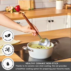 Karaca Swiss Crystal - Kookpot met Deksel – 18 cm – Almond Cream – Inductie Geschikt - RVS Handgreep
