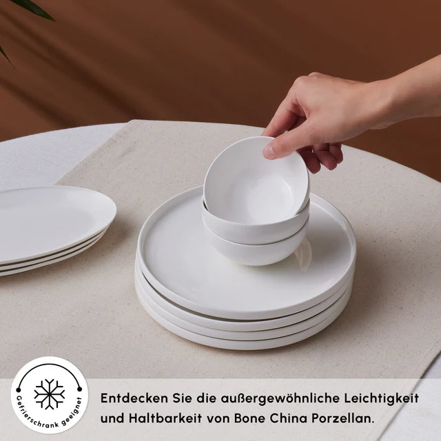 Karaca Forever Fika - New Bone Ontbijtset 22-delig - 6 Personen - Borden. Jampotten. Lepels en Schalen