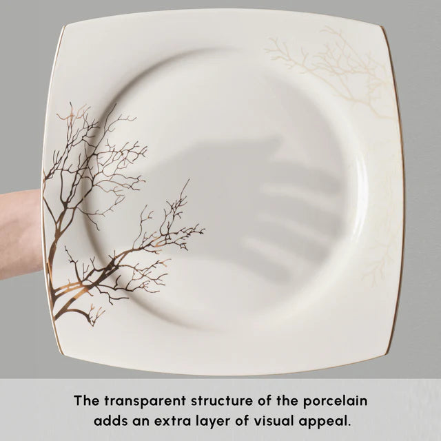 Karaca Square Autumn - 53-Delige Serviesset voor 12 Personen – Wit/Multicolor – Luxe New Bone Dinerservies