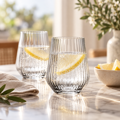 Pasabahce Allegra - Drinkglazen 425 ml – Set van 6 – Geribbelde Waterglazen