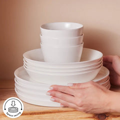Karaca Stream Bomo - 53-Delig Serviesset – 12 Personen – New Bone – Luxe Wit Servies