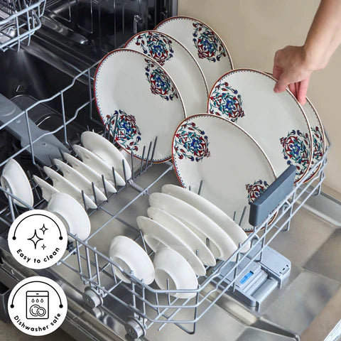 Karaca Nakkas - New Bone Frühstücksset/Servierset 26-teilig - 6 Personen - Multicolor - Teetassen. Schalen und Teller