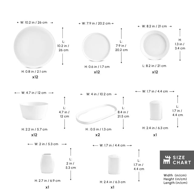 Karaca Stream Bomo - 53-Delig Serviesset – 12 Personen – New Bone – Luxe Wit Servies