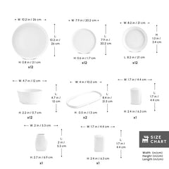 Karaca Stream Bomo - 53-Delig Serviesset – 12 Personen – New Bone – Luxe Wit Servies