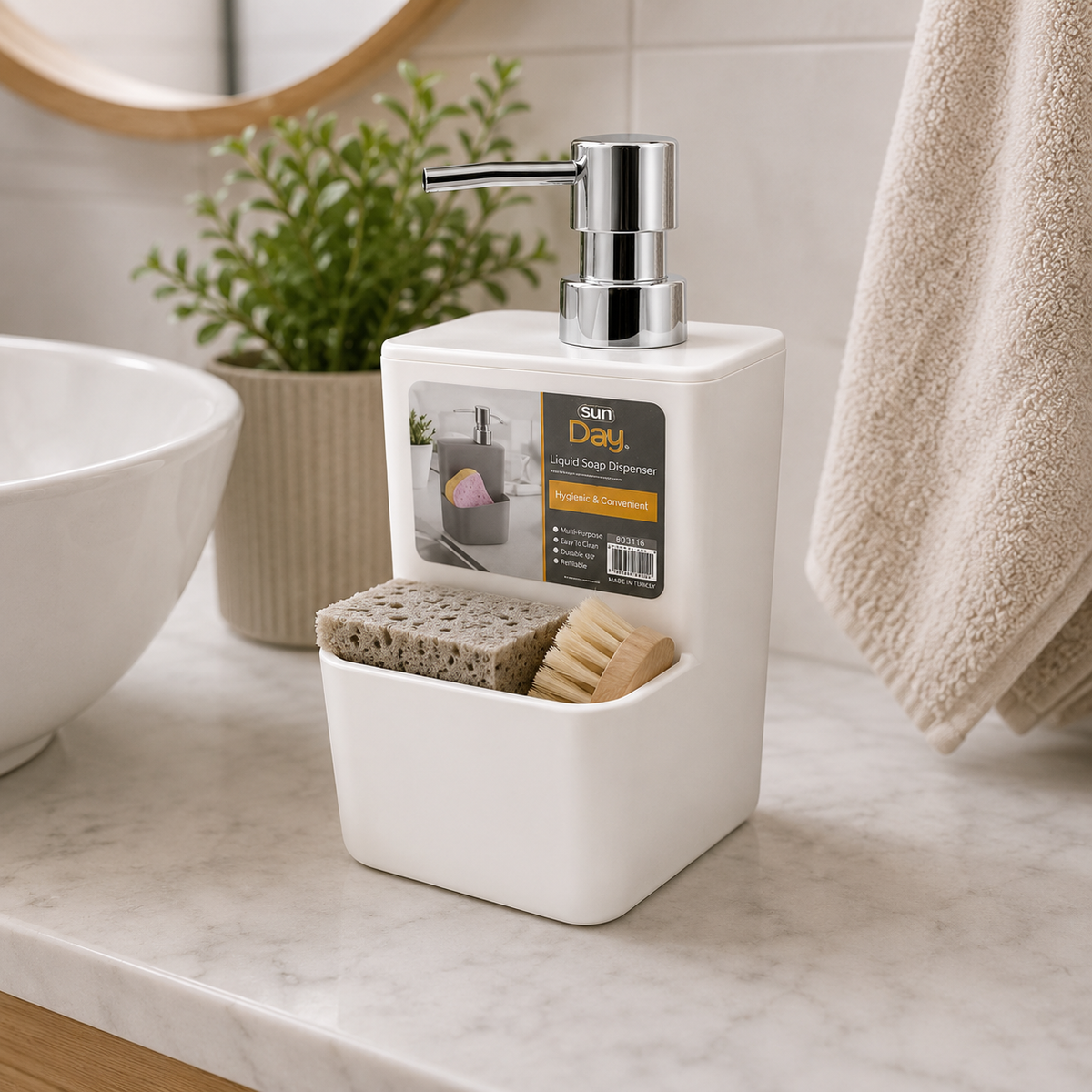 Sunplast SD-1115 - Zeepdispenser – Hervulbare Handzeep Dispenser voor Badkamer & Keuken – Wit
