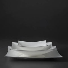 Jumbo Wind Platin Servies 64-Delig – 12 Persoons – Vierkant Porselein Serviesset – Dinerborden Soepborden Dessertborden