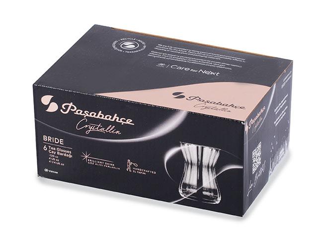 Pasabahce Bride Crystallin - Handgefertigte Teegläser – Set mit 6 - 120 ml – 12527