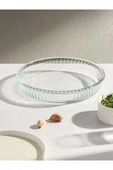 Borcam 59044 – Ronde Glazen Ovenschaal – Geribbeld – Ovenbestendig – Transparant