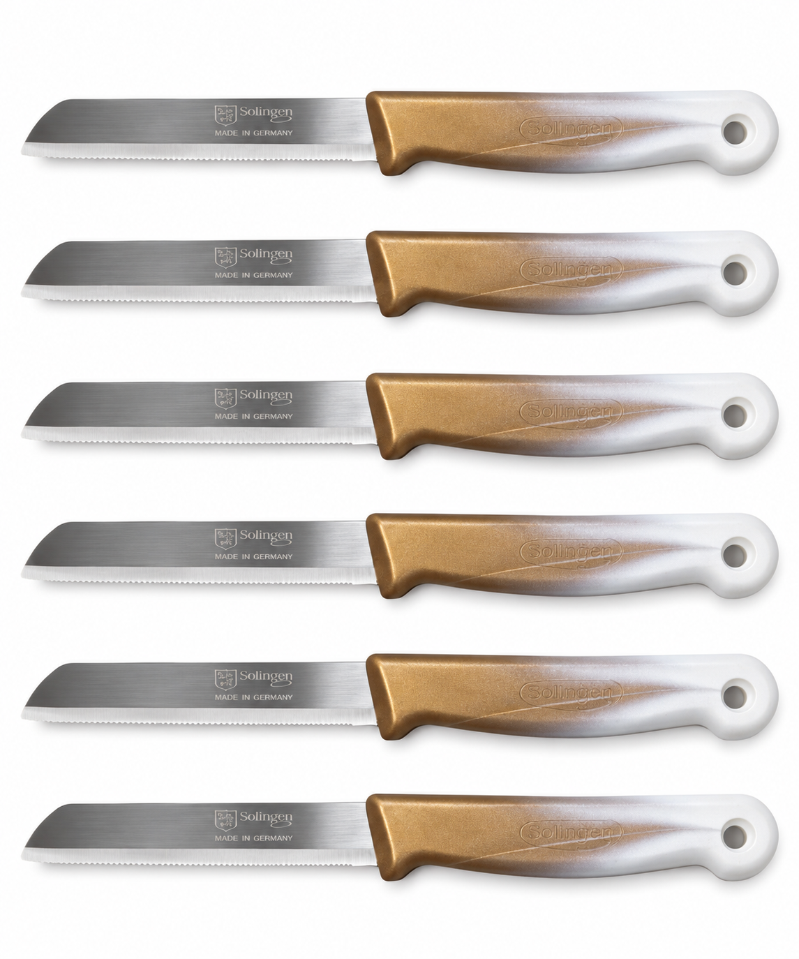 Solingen - Gekartelde Messen – Bruin/Wit – Set van 6