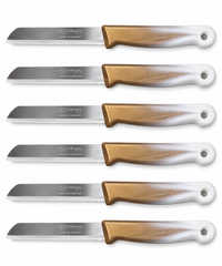 Solingen - Gekartelde Messen – Bruin/Wit – Set van 6
