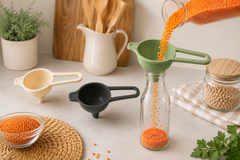 Sunplast SC-2301 - 3-delige Trechter Set met Theezeef & Mini Trechter – Keuken Trechters – Groen / Zalmroze / Latte / Antraciet