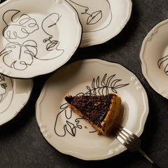 Karaca Face - Gebaksbordjes – Set van 6 – 21 cm – Stoneware – Wit – Dessertborden
