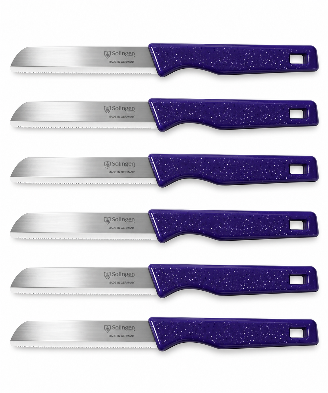 Solingen - Gekartelde Messen – Paars Glitter – Set van 6