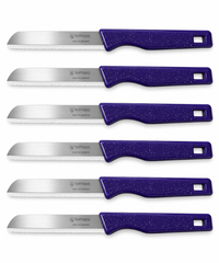 Solingen - Gekartelde Messen – Paars Glitter – Set van 6