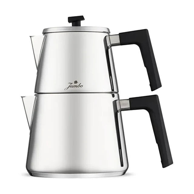 Jumbo Dynamic Steel Theepot RVS - 2-delig - Inductie - 1L + 1,9L - Turkse Theeketel