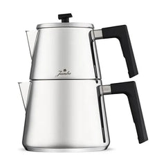 Jumbo Dynamic Steel Theepot RVS - 2-delig - Inductie - 1L + 1,9L - Turkse Theeketel