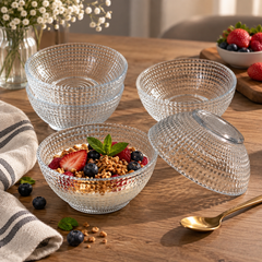 Pasabahce Generation 10676 – reliëf glas – helder – 13 cm Ø, 5,2 cm – set 6 kommen