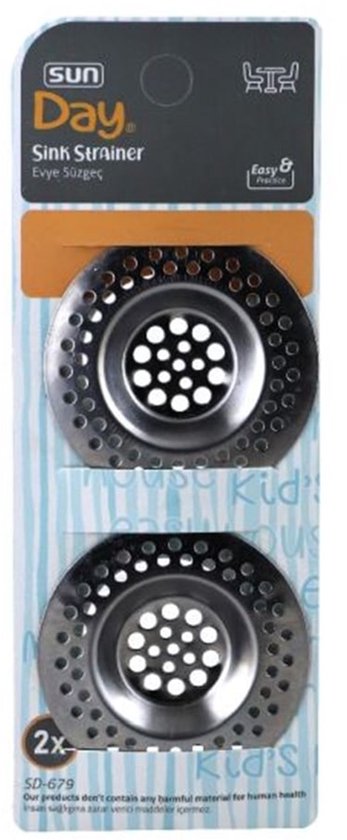 Sunplast SD-679 - 2-delige Metalen Gootsteen Zeefjes – Lavabo Afvoerfilter – RVS Spoelbak Zeef