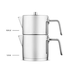 Jumbo Metalix Midi Theepot RVS - 2-delig - Inductie - 0,9L + 1,2L - Dubbele Theeketel Set