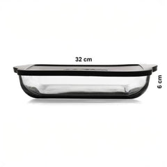 Pasabahce Borcam - Bake & Keep – Vierkante Glazen Ovenschaal met Zwarte Deksel – 3,2 Liter – 32 x 28 cm