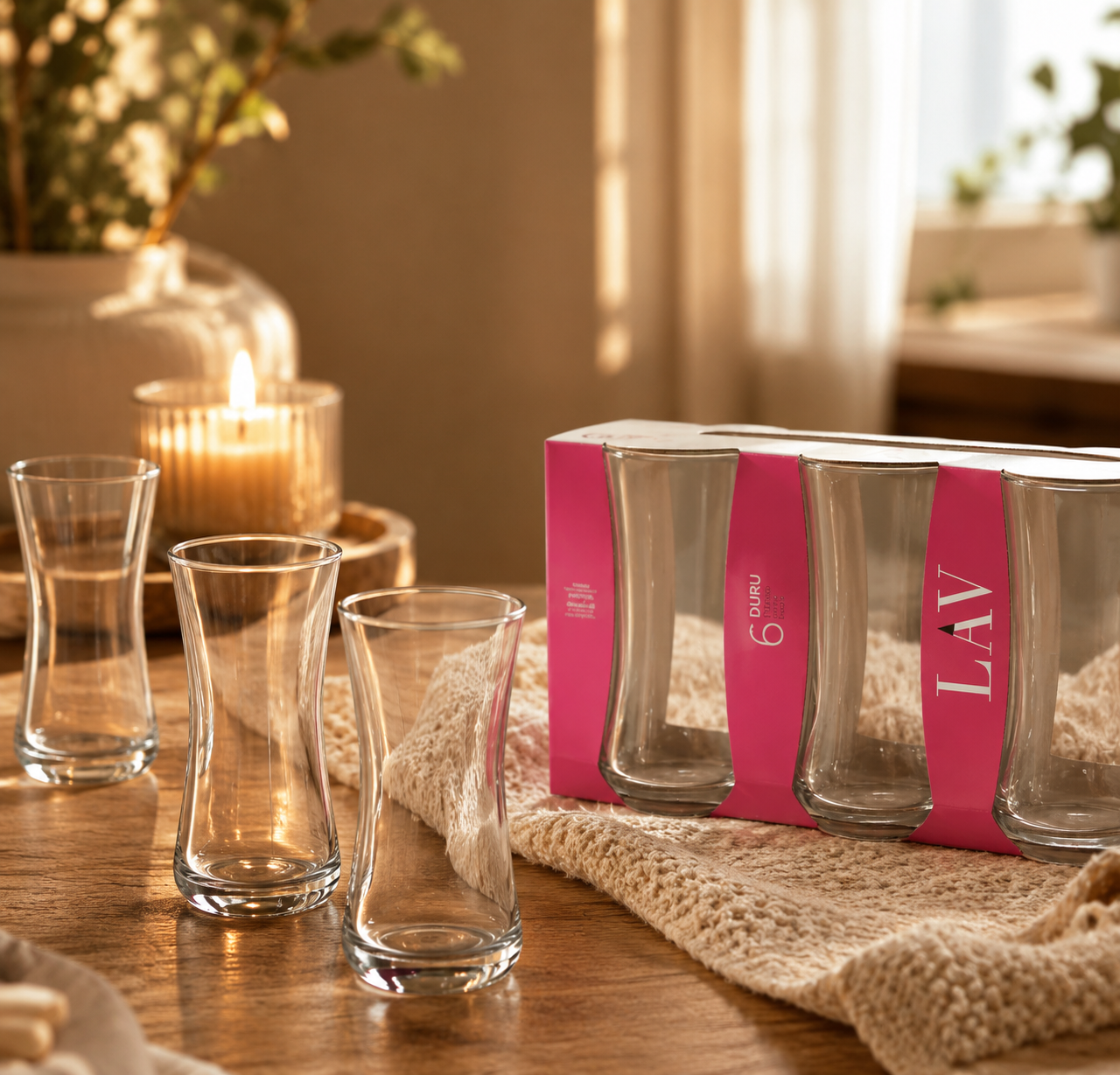 LAV Duru - Longdrinkglazen - Set van 6 - 190 ml - Moderne Drinkglazen - DUR331