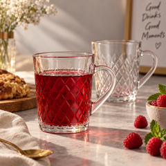 Pasabahce Ruby - Theeglazen met Oor - 260 ml – Set van 2 – Transparante Drinkglazen