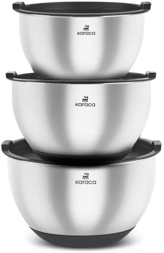 Karaca Blendbox 3-Delige Meng- & Bewaarset – 1,5L, 2L & 3L – 304 RVS – Met Deksel