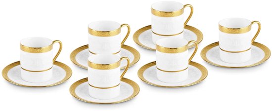 Karaca Royal Bone Victoria Koffiekopjesset 12-delig - 6 Personen - 90 ml - New Bone - Espresso & Turkse Koffie