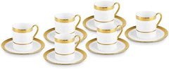 Karaca Royal Bone Victoria Koffiekopjesset 12-delig - 6 Personen - 90 ml - New Bone - Espresso & Turkse Koffie