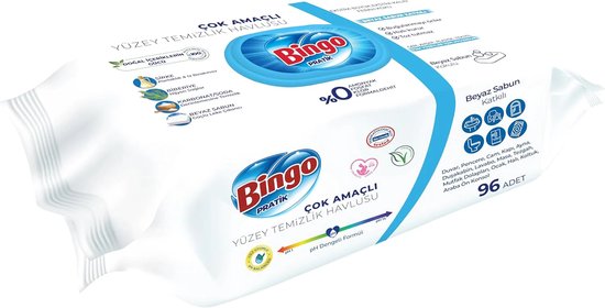 Bingo - Praktische Oppervlakte Reinigingsdoekjes Witte Zeep 96 Stuks – Vochtige Schoonmaakdoekjes – Multifunctioneel